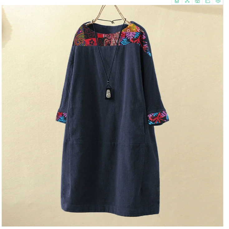 Платье женское в корейском стиле больших размеров, осенне-зимнее, новая модная повседневная модель из вельвета с лоскутным дизайном, 350 г