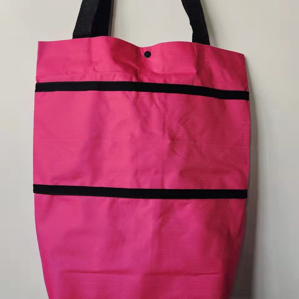 Venta al por mayor bolsa de compras plegable de poliéster carrito de compras portátil supermercado remolcador bolsa rueda bolsa supermercado bolsa