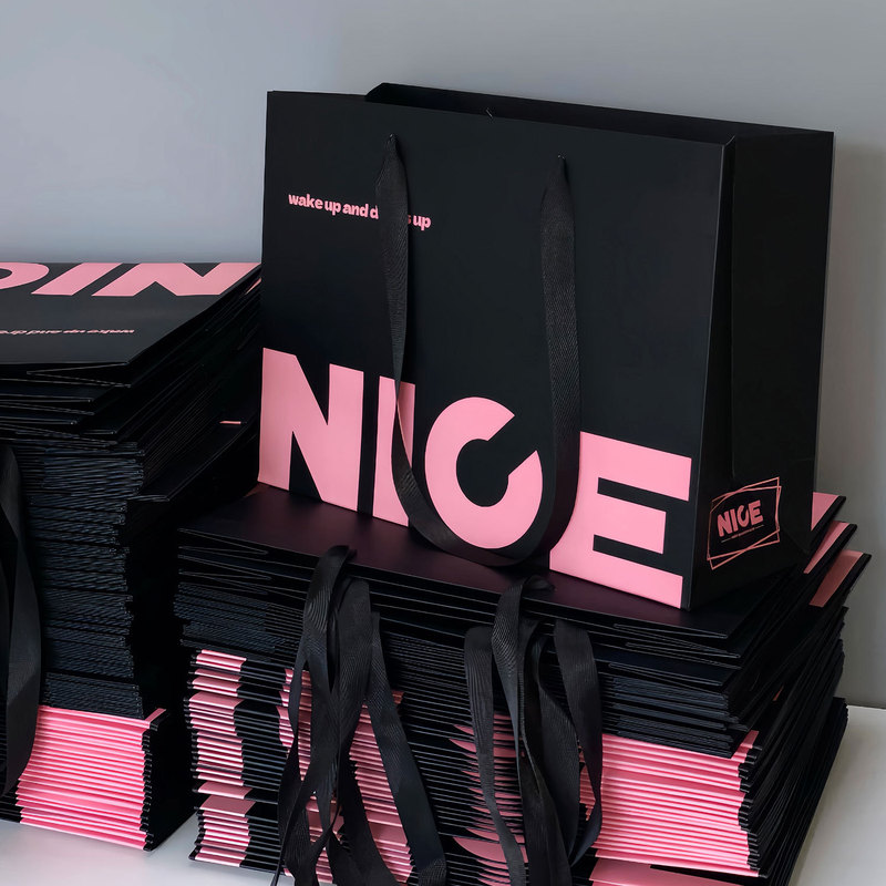 High Aesthetic Pink Black Clothing Store Paper Bag Fashion Shopping Bag White Card Packaging Bag Handbag Logo High Aesthetic Pink Black Clothing Store Paper Bag Fashion Shopping Bag White Card Packaging Bag Handbag Logo