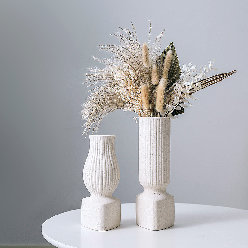 Cross-border European-style Ceramic Unfired Vase, Creative Matte-Finish Flower Arrangement, Simple White Design for Dried Flowers & Hydroponics—Wholesale