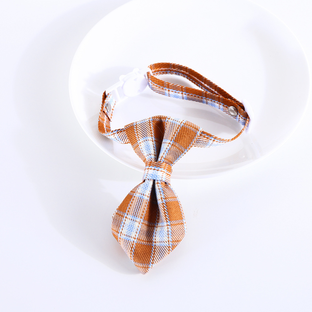 Pet Plaid English style bow tie collar anti-asfixia gato perro ajustable caballero bow collar