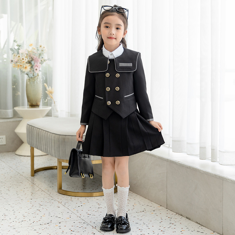 Girls' Suit Set Casual Fashion Uniform Skirt Two-Piece Dress Autumn New Children's Clothing Source Factory Wholesale