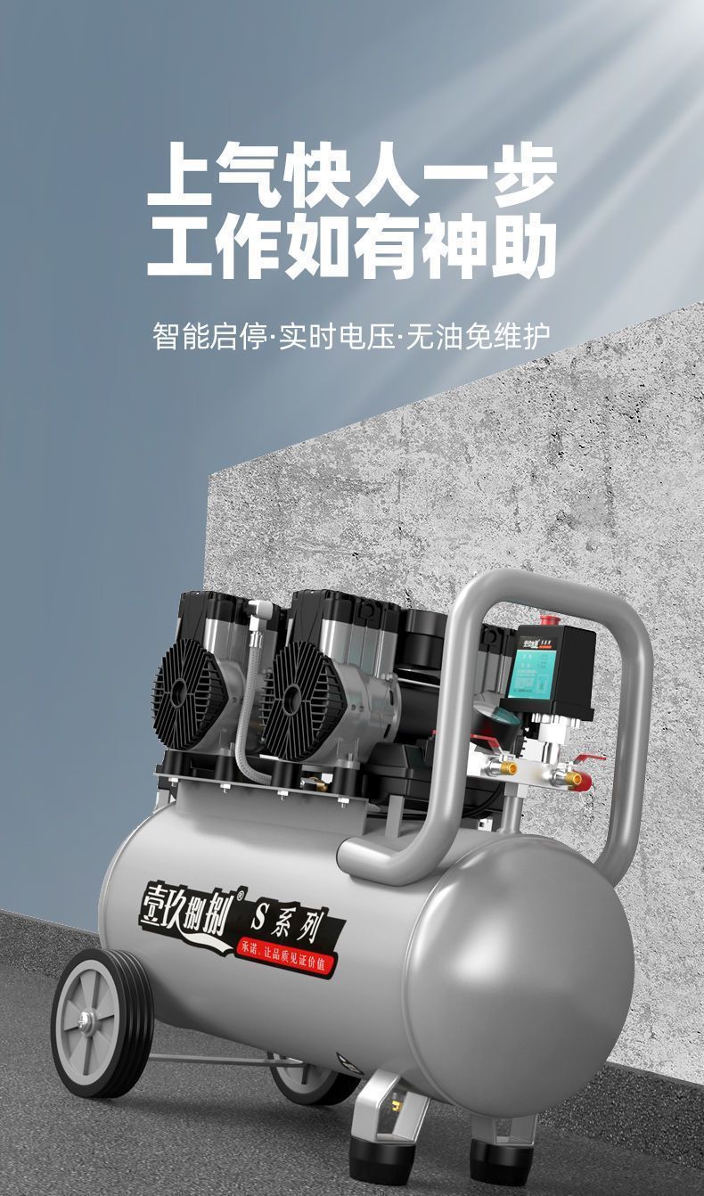 Oil-Free Silent Air Compressor, Air Compressor, Air Pump, High-Power Fast Air Inflator, 220V Portable Air Pump
