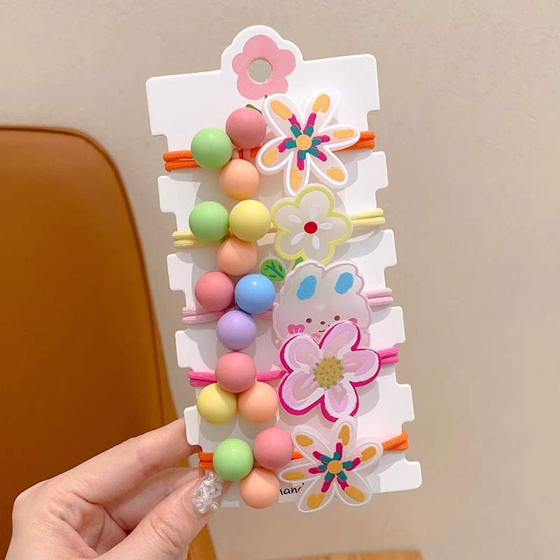 Anillo de cabello de niños correa de goma de cola de caballo cuerda de cabello de alta elasticidad colorida no daña cabello lindo tocado de niña dibujos animados