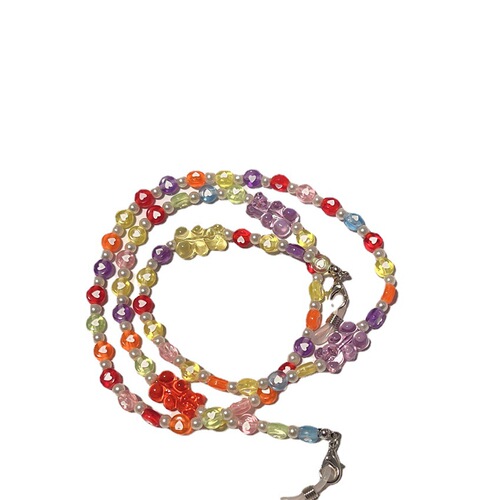 New Love Acrylic Chain, Korean INS Style Candy Color Bear Pearl Eyeglass Chain for Women