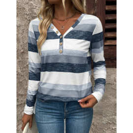 V 25454 Stripe print V-neck tee 条纹印花 V领衫