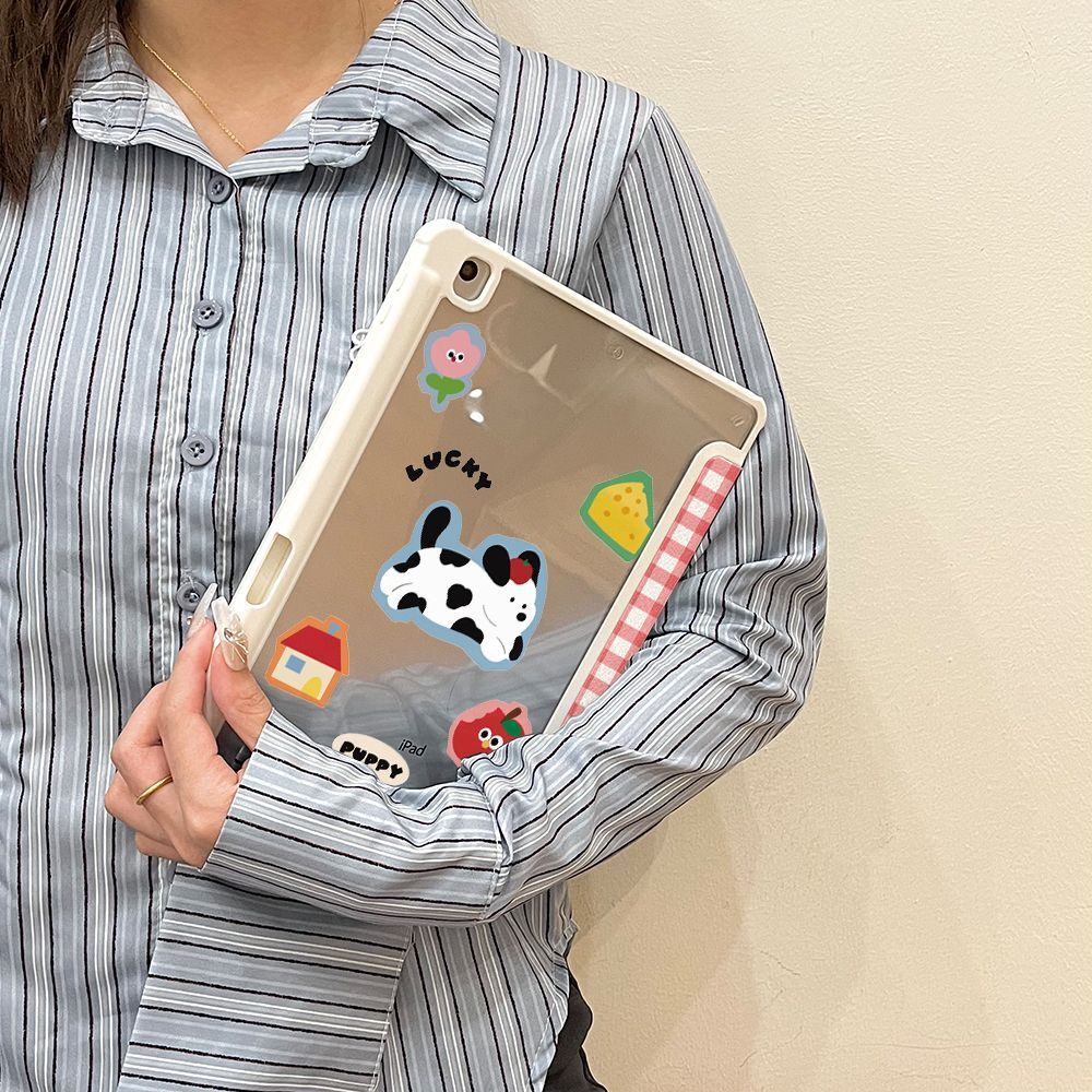 Plaid Dalmatian Apple Ipad10 Tablet Case 3+Y Fold Air6 Protective Case Pro with Pen Slot 5/4 Cartoon 9/8