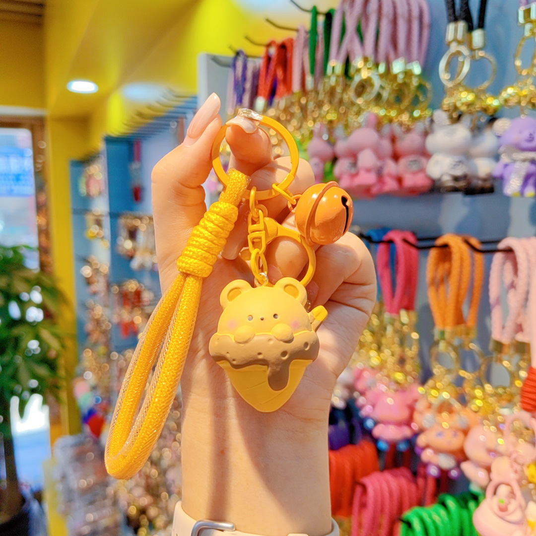 Llavero de oso de resina con colgante de muñeca de dibujos animados, cadena para teléfono móvil para mujer, llavero, colgante decorativo para bolso.