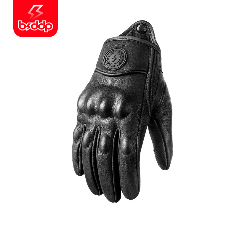 Guantes deportivos de motocicletas de piel de oveja para motocicletas al aire libre para motocicletas de carreras anti-caída antideslizante pantalla táctil para hombres de protección de bicicleta de montaña