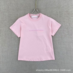 2025 夏の新スタイル二層レタープリントスリム半袖ラウンドネック Tシャツ女性用