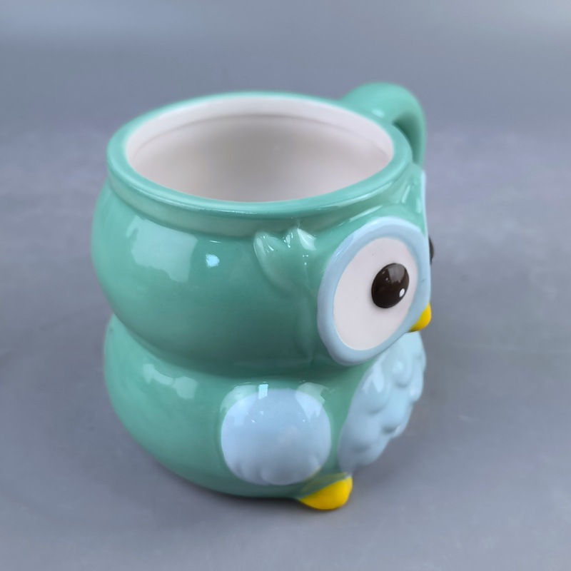 Taza de búho de cerámica cuidadosamente seleccionada Taza pintada a mano Forma de animal Taza de café tridimensional Taza de regalo