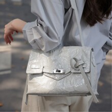 佰缔皮具女包2025新款头层皱漆牛皮凯莉包高级感单肩斜挎包轻奢包