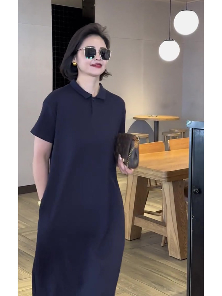Váy liền polo tôn dáng che bụng cho nàng mập mẫu mới mùa hè FL231467 — Màu xanh navy, Màu cà phê, Màu tím chi tiết 14