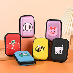 Cartoon eva Storage Data Cable Earphone Bag Women's Mini Silicone Storage Bag Children's Cartoon Square Coin Purse