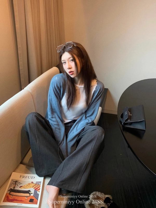 2080# superniniyy 重工有份量雅痞时髦西装裤高腰显瘦阔腿休闲裤|undefined
