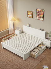 白色现代简约全实木床1.8米卧室北欧风双人床1.5m儿童床工厂直销