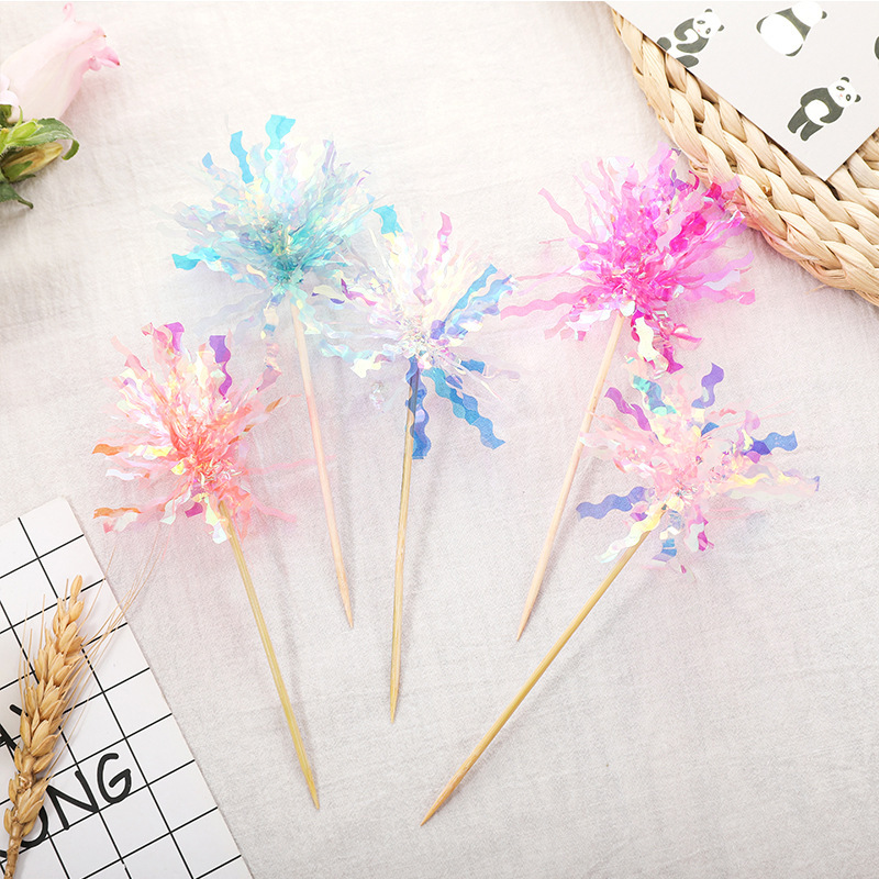 New creative cake decoration plug-in ins colorful rain silk cake plug-in birthday dress baking supplies card New creative cake decoration plug-in ins colorful rain silk cake plug-in birthday dress baking supplies card