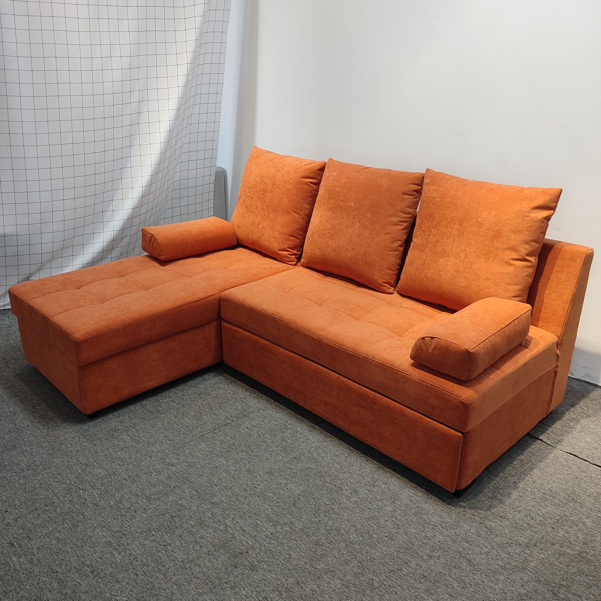 Moderno simple sofá plegable doble uso multifuncional casa pequeña esquina combinación de lavado de tela sofá cama