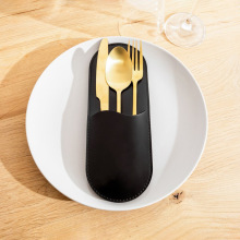 现货皮革西餐刀叉勺收纳套 西餐牛排刀叉套椭圆形高档餐具保护套