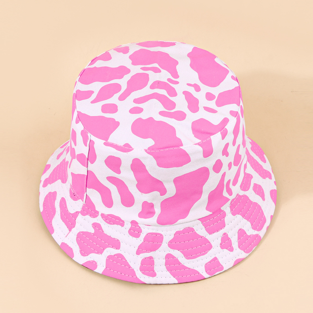 Fashion Pink Cow Pattern Sunshade Fisherman Hat display picture 5