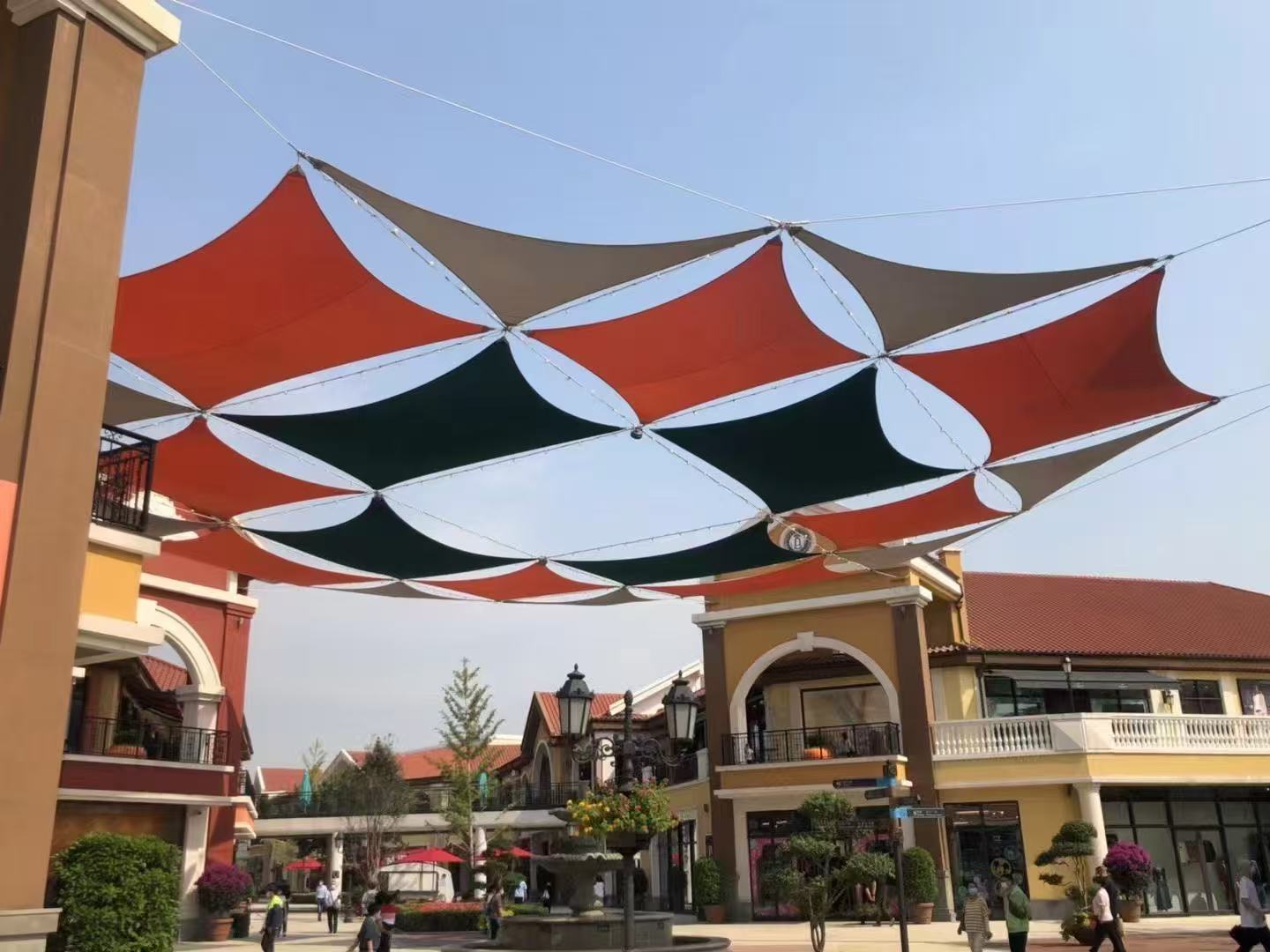 Triangular canopy sunshade sail, rainproof and sunproof, outdoor artistic canopy for scenic areas and commercial streets, decorative sunshade
