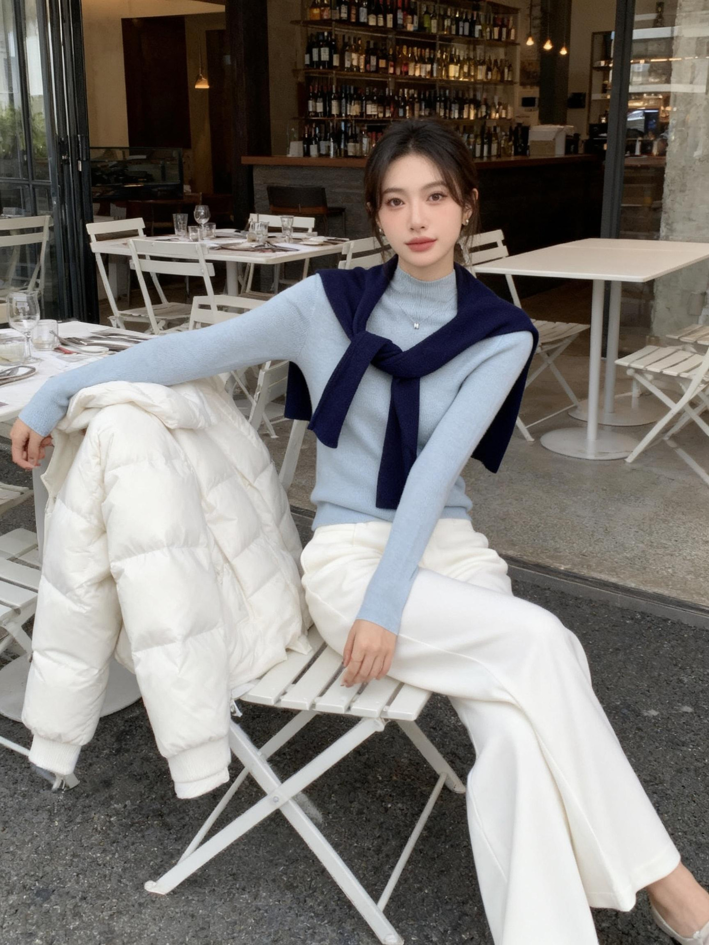 水蓝（半高领）