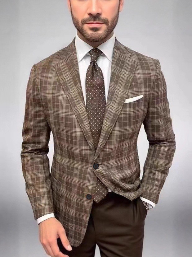 Trajes transfronterizos ordenados impresión de dos botones trajes casuales de hombre para trabajar con ropa ligera de negocios de hombre en stock