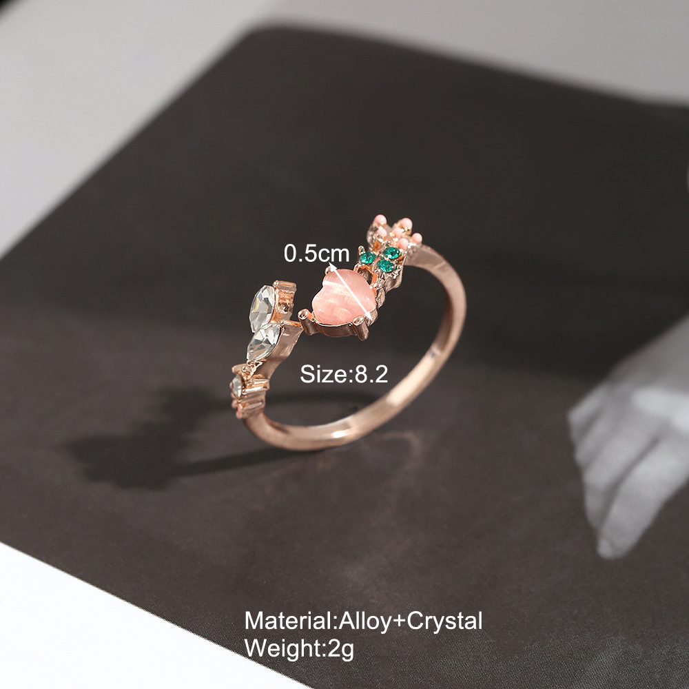 Fashion Heart Shape Flower Alloy Inlay Rhinestones Valentineu0027S Day Womenu0027S Rings