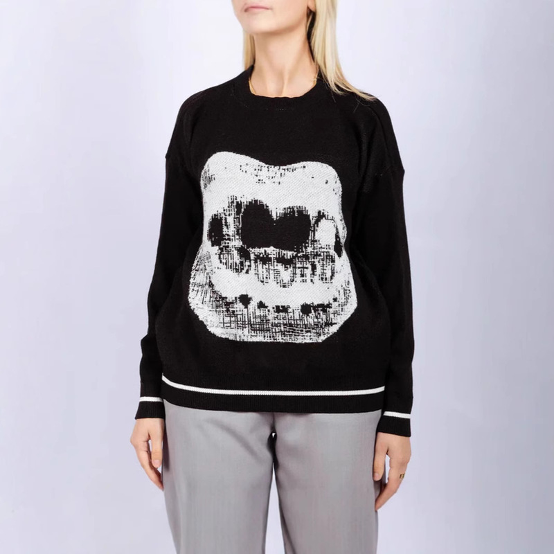 European and American Cross-Border Autumn and Winter Warm Aliexpress Fashion Casual Trendy Street Lip Print Long-Sleeved Men's and Women's Sweaters