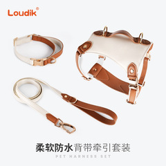 批发高档皮质宠物胸背带狗狗牵引绳项圈脖圈颈圈用品中大型犬跨境