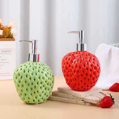 Strawberry-shaped lightweight luxury hand soap bottles, bathroom shampoo, shower gel, hand basin lotion bottles, enamel material