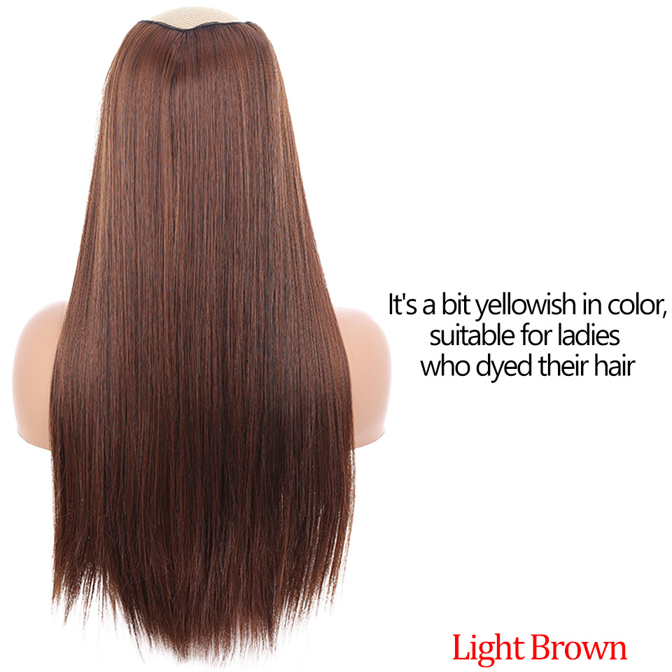 Wig for Women with Fluffy Top of Head, V-Shaped Straight Hair Extensions, Long Straight Hair, One-Piece High Temperature Resistant Wig