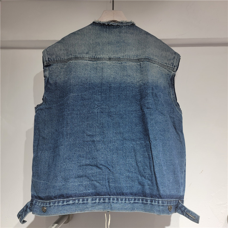 2026 primavera y verano nuevo retro versión grande suelta hacer vieja camisa borde chaleco de vaqueros chaleco de mujer image 2