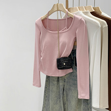 美式挂脖吊带假两件带胸垫内搭打底衫女秋冬2025新款纯欲短上衣潮
