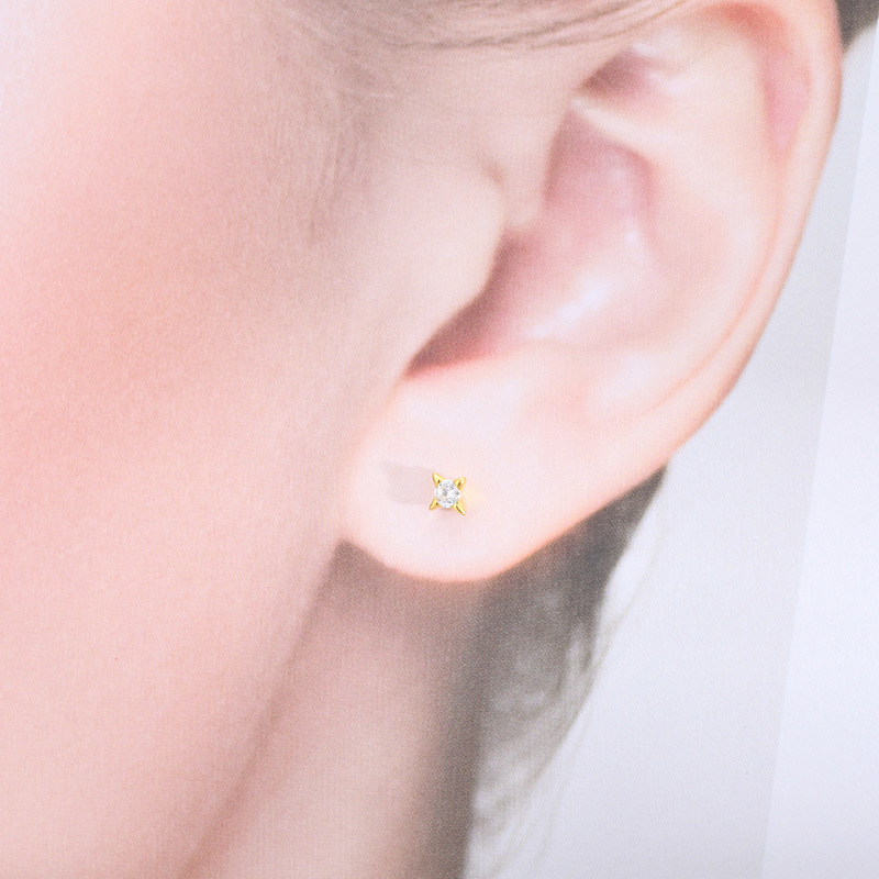 1 Pair Quantity 1 Pair 925 Sterling Silver Rhinestones Star Ear Studs