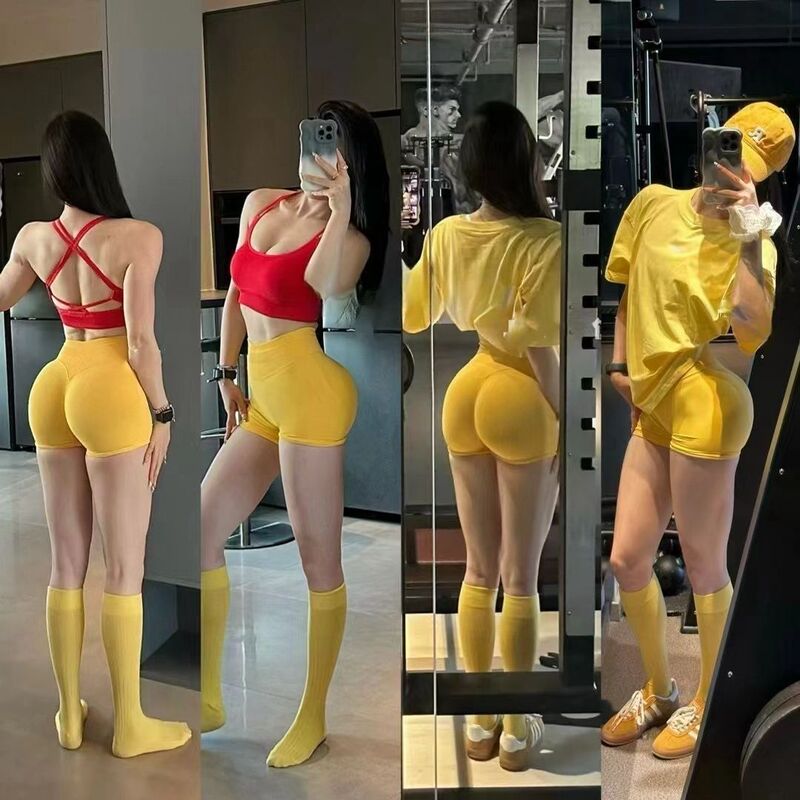 DFY Sports Belly Riding Tights Peach Hip Yoga Three-point Shorts Low Waist Tight Hip-lifting Sports Shorts