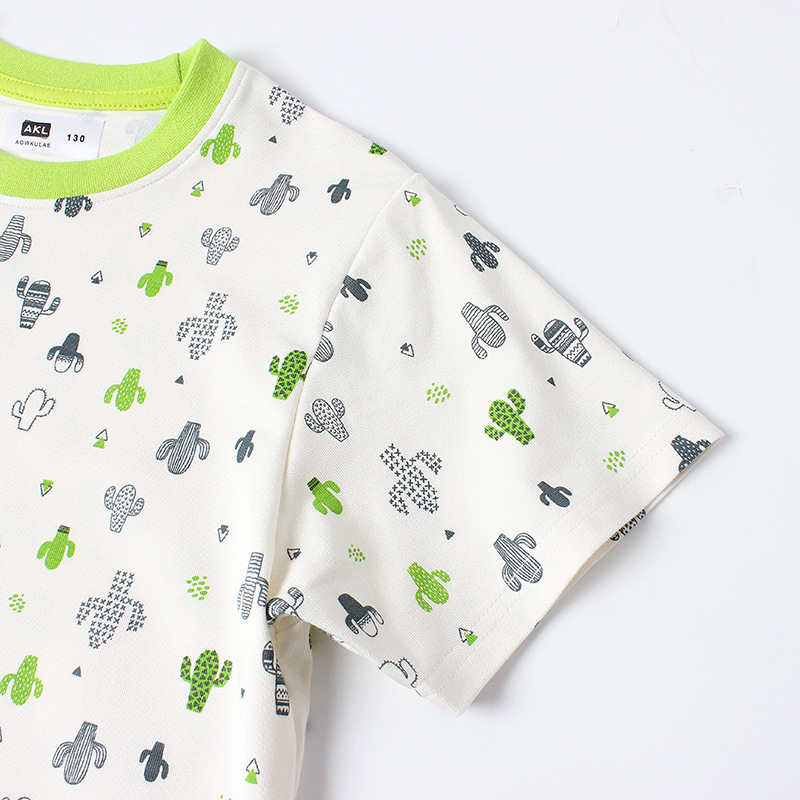 Verano estilo coreano ropa para niños nueva camiseta de manga corta para niños contraste color completo impreso de moda Top niñas entrega de manga corta