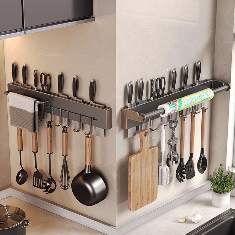 Kitchen Knife Holder Hook Storage Rack, No-Drill Wall-Mounted Multifunctional Knife Organizer Rack for Chopsticks, Spatulas, and Spoons