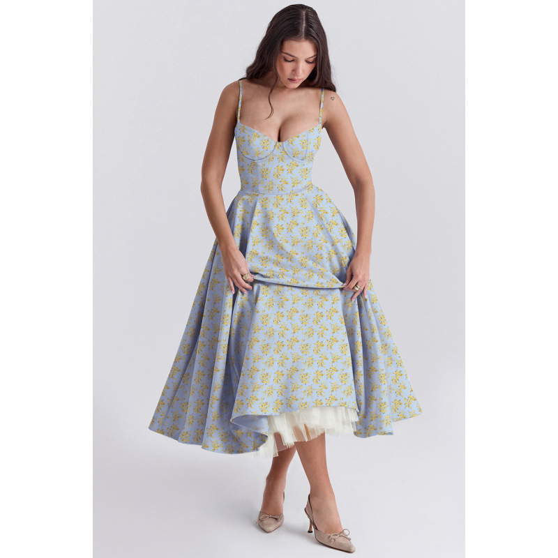 Women's Double Layer French Mesh Swing Dress Princess Design With Suspender High-End Summer Fashion_voghion.com