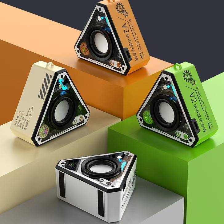 V2 Popular Model Mecha-Style Bluetooth Mini Speaker with High-Quality Bass, Wireless High-Quality Sound, and Long Battery Life