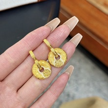 沙金金店同款福禄运转耳钉女宫廷风精致时尚小众设计点钻耳钉批发