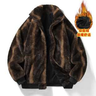 24006 Winter New Vertical Collar Fleece Casual Jacket Cross-border Entity Two Open Solid Color fleece-lined Hooded Cardigan Jacket