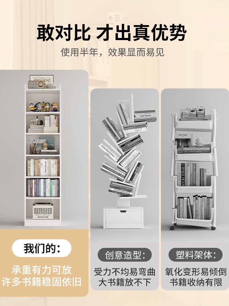 Bookshelf Rack Floor-Standing Simple Household Multi-Layer Living Room Cabinet Storage Cabinet Narrow Gap Small Bookcase Wall Storage