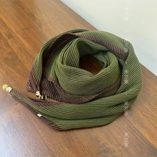 吸磁扣新款秋冬季双面双色小长条百搭款棉麻方巾