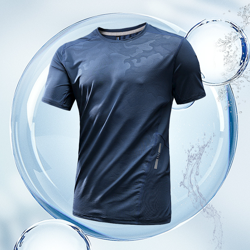 Ropa de secado rápido camiseta deportiva de hielo hombre acondicionamiento suelto de verano delgado absorción de sudor ropa de carrera de mangas cortas chaqueta de baloncesto