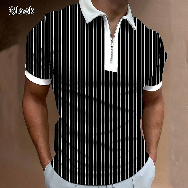 Comercio exterior europeo y americano primavera nueva moda casual popular impresión polo camiseta con cremallera hombres envío gratis