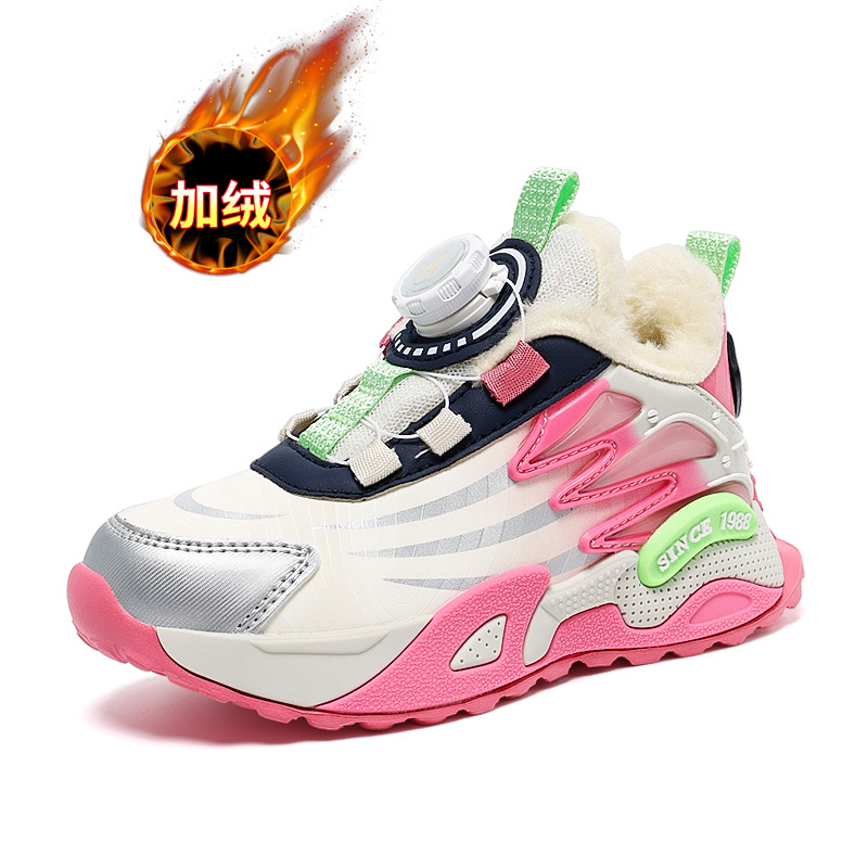 Zapatos de niñas de invierno nuevos zapatos de algodón, zapatos casuales para niños antideslizantes, calentamiento, zapatos deportivos para niños mayores