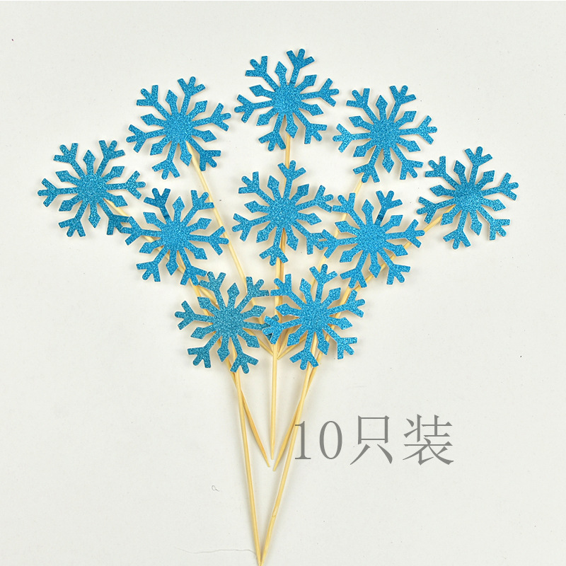 Wholesale Pack of 10 Birthday Cake Decoration Toppers, Snowflake Flags, Cake Cards, Baking Decoration Accessories