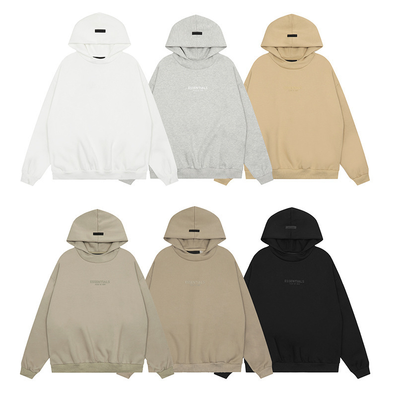 Cross-Border Export Fog New Product Multi-Thread Essentials Hooded Sweatshirt Men's Fleece-Lined Warm Couple High-Neck Hoodie Cross-Border Export Fog New Product Multi-Thread Essentials Hooded Sweatshirt Men's Fleece-Lined Warm Couple High-Neck Hoodie