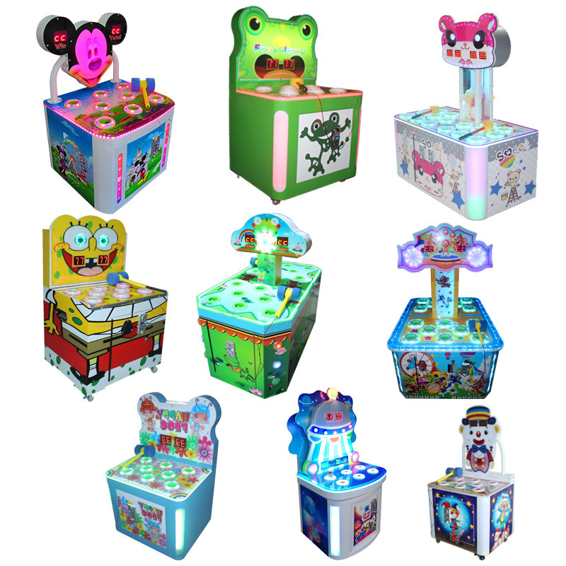 Máquina de juego para niños dobles golpeando martillo golpeando juego de monedas de juego de ciudad de juego de video para centro comercial interior